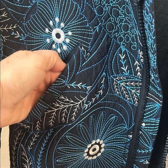 Floral Patterned Blue Jacket - Picture 4 of 5